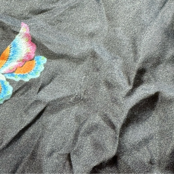 JOHNNY WAS Silk Gray Butterfly Collared Mini Long Sleeve Shirt Dress Size Medium - Picture 3 of 8